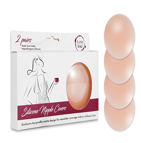Nipple Cover Breast Petals - 2 Pairs Women's Reusable Silicone Nippleless Pasties by Classy Wino