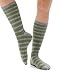 Womens Cashmere Blend Striped Crew Socks Soft Warm Olive Colors USA