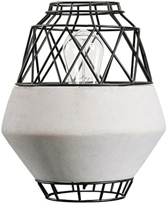 Bedside and Table Lamp Accent Home Crock Decorative Cemented Desk Lamps with Concrete and Wire Metal Finish Table Lamp for Bedrooms,White,H10.75"