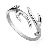 Julie's Jewelry S925 sterling silver ring opening christmas snowflake antlers anti allergy ring
