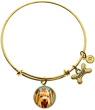 Yorkshire Terrier Yorkie Charm Jewelry Adjustable Bangle Bracelet