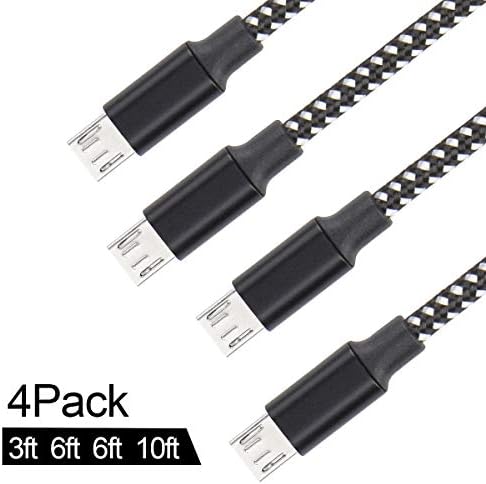 Micro USB Charging Cable, 4 Pack(3ft 6ft 6ft 10ft) Android Phone Fast Charger Cord with Extra Long Length for Samsung Galaxy S7 Edge/S7/S6 Edge/S6, Note 5/4/2, HTC, LG G4, BlackBerry, Motorola, Sony