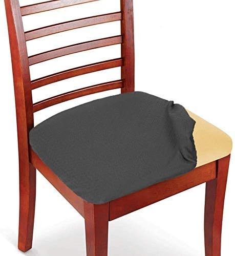 Amazon Com Womaco Stretch Jacquard Dining Room Chair Seat Covers Spandex Stretch Dinning Chair Upholstered Seat Cushion Slipcover Dark Gray Set Of 2 Home Kitchen
