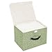 mee'life Foldable Storage Bins 2 Pack Fabric Storage Boxes with Lids and Handles Storage Cubes Organizers for Toys, Shelves, Clothes, Papers and Books - Large, Green