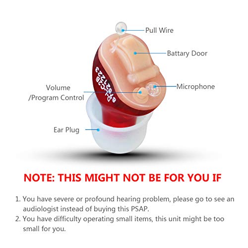 BLJ Hearing Amplifier Sound Amplifier with Digital Noise Reduction and Feedback Cancellation (Red-Right Ear)