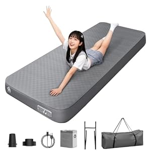 エアーマット エアーベッド 自動膨張/電動ポンプ内蔵【12CM極厚・幅広75cm】高反発スポンジ 高R値9.5
