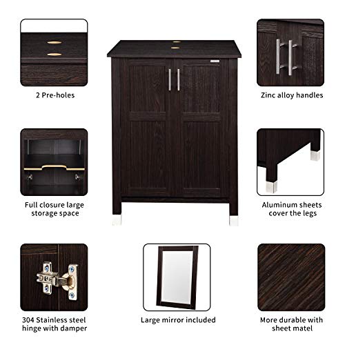 Modern Bathroom Vanity And Sink Combo Stand Cabinet with Vanity Mirror,Single MDF Cabinet