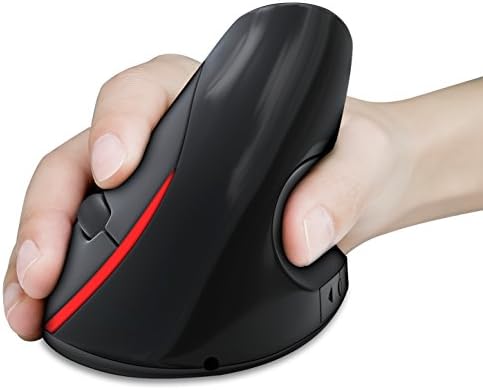 Lorem 2.4G Wireless Vertical Ergonomic Optical Mouse Computer Mice, 800 / 1200 / 1600 DPI, 5 Buttons, Black