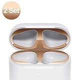 [2 Set] SHARKSBox Dust Guard for AirPods 2 Wireless Charging Case[Lifetime Replacements]Protect AirPods from Iron/Metal Shavings [Easy to Install] Upgrade Ultra Thin AirPods Dust-Proof Film-Rose Gold
