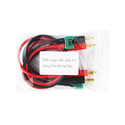 OliYin 2pcs 14AWG 14# 30cm 11.8inch MPX Female to 4mm Banana Plug MPX Plug Connector Charging Cable Wire for FPV RC(pack of 2)