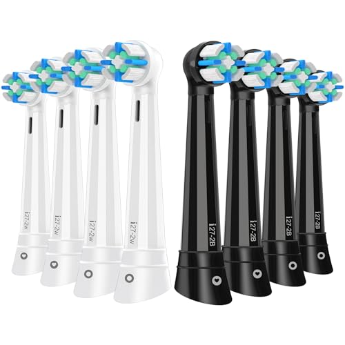Pack of 8 IO Replacement Toothbrush Heads Compatible with Oral B IO 2/3N/3/4/5/6/7/8/9/10 Series Toothbrush Electric IO Toothbrush Attachments Compatible with Oral B IO for Good Cleaning (Black White)