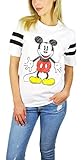 Disney Womens Mickey Mouse Varsity Football Tee Large Hugs White