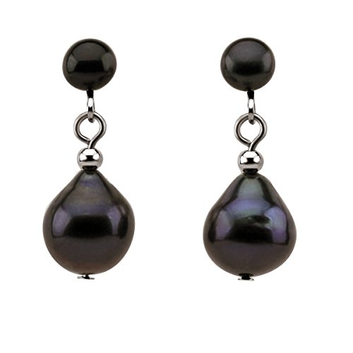Black Freshwater Cultured Pearl Clip on Earrings 5-10 mm
