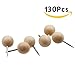 HENREK 130pcs Round Wood Decorative Push Pins, Wood Head and Steel Needle Point Thumb Tacks for Photos, Maps and Cork Boards