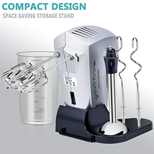 Hand Mixer Electric MOSAIC Kitchen Mixer 5 Stainless Steel Attachments with Turbo Function Included and Storage Base