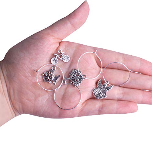 Jdesun 100 Pieces Wine Glass Charm Rings Earring Hoops and 100 Pieces Ocean Fish & Sea Charms Pendants for DIY Your Unique Wine Glass Marker - Thumbnail 7