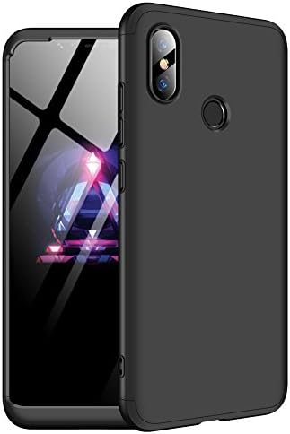 hyujia compatible Xiaomi Mi8 Case,3 in 1 Ultra Thin Case+360 degrees Soft Flexible Silicone Cover PC Matte Bumper Case Cover[Tempered Glass Screen Protector]-Black