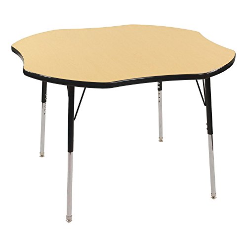 Sprogs SPG-RCECLVC-P-MBBK Clover Adjustable-Height Preschool Activity Table w/ Self Leveling Glides,Maple/Black - Thumbnail 2