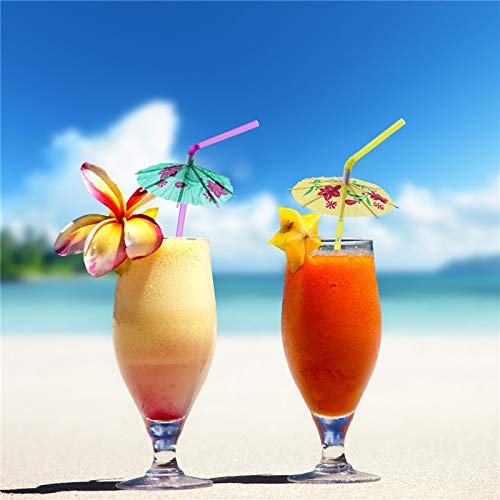 Bilipala Umbrella Parasol Drinking Straws, Hawaiian Beach Cocktail Luau Party Decorations Supplies,Pack of 96 - Thumbnail 5
