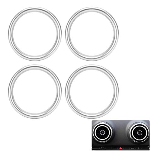 MARCHFA Car Styling Air Conditioning Air Vent Aluminium Alloy Ring Decoration Stickers Packs of 4 Silver