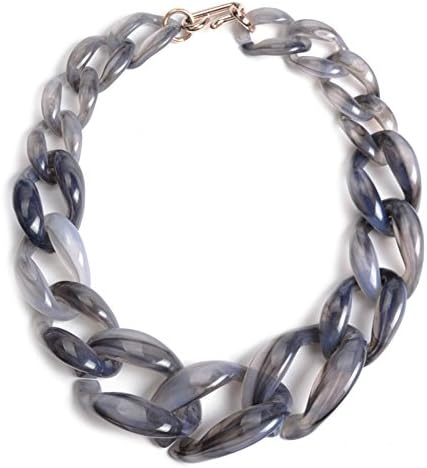 Jewelrydress Women Fashion Acrylic Twist Collar Chunky Choker Statement Chain Necklace (Light Grey)