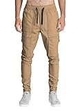Italy Morn Men Chino Cargo Jogger Pants Casual Sweatpants Twill Khakis Slim fit S Khaki