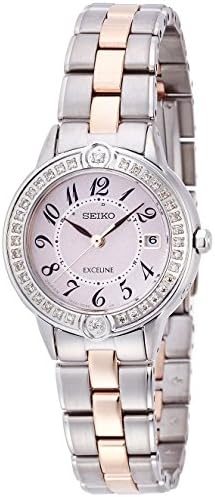 SEIKO EXCELINE Diamond Bezel Watch Solar Sapphire Glass Super Clear Coating SWCW073 Womens