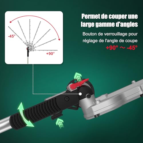 HYCHIKA Electric Telescopic Hedge Trimmer 900 W, Pole Pruner, Electric Hedge Trimmer, Extendable 200-250 cm, Double Switch and Double Handle, for Trimming Hedges and Shrubs