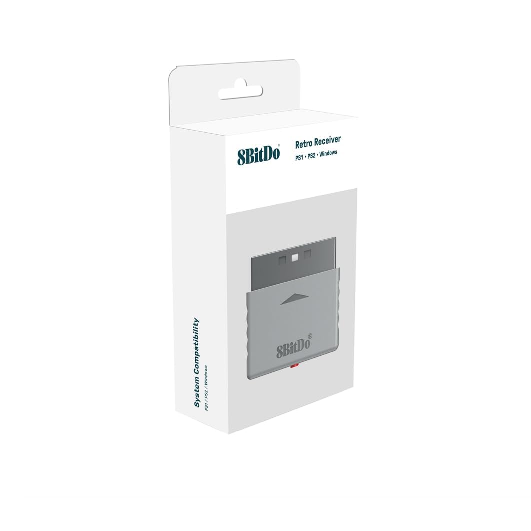 8bitdo Retro Receiver für PS1 PS2 Konsolen und Windows, Bluetooth Adapter Kompatibel mit Xbox Series und Xbox One Bluetooth Controller, Switch Pro und PS5/PS4 Controller 9
