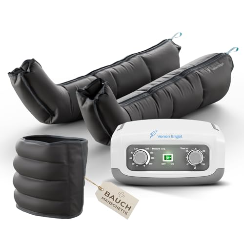 Venen Engel® 4 sliding wave massage device with abdominal and leg cuffs, 4 air chambers, pressure and time easily adjustable.
