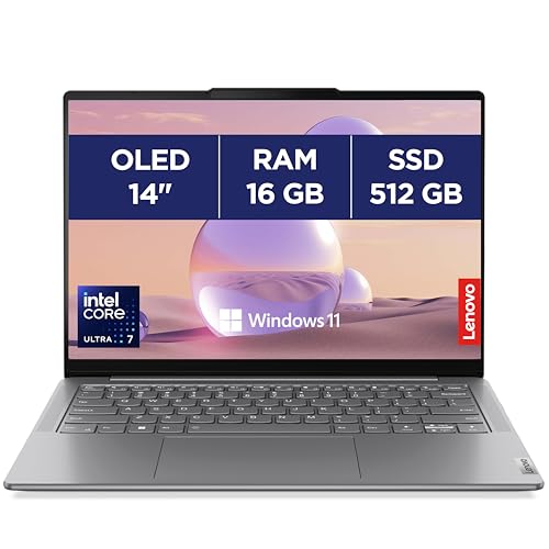 Yoga Slim 7 14IMH9 - Ordinateur Portable 14'' WUXGA (Intel Core Ultra 7 155H, RAM 16Go, SSD 512Go, Intel Arc Graphics,Windows 11 Home) Clavier rétroéclairé AZERTY FR - Lunaire Gris
