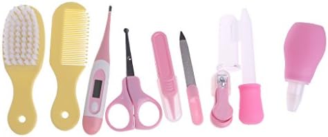 Hijing 10pcs/Set Newborn Baby Kids Nail Hair Health Care Thermometer Grooming Brush Kit, Nursery Kit