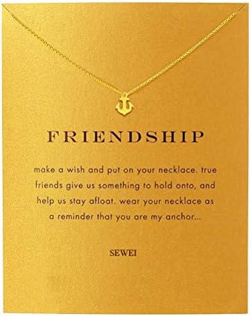 SEWEI Friendship Clover Necklace Unicorn Good Luck Elephant Cross Starfish Swan Necklace with Message Card Gift Card