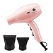 Osensia Professional Pink Hair Dryer - Ceramic Tourmaline Salon Blow Dryer with 2 Speed 3 Heat Settings for Fast Drying and Soft, Lustrous Hair - 2 Attachments