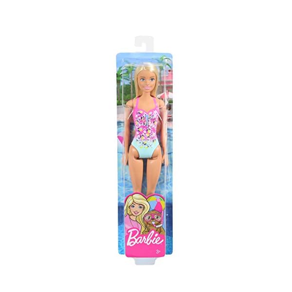 Barbie GHW37 - Beach Puppe mit Badeanzug im Blumenmuster, Spielzeug ab 3 Jahren – Bild 7