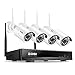 ZOSI 1080P Wireless Security Cameras System 1080P HD Network IP NVR with (4) 1080P HD 2.0MP Weatherproof Outdoor Indoor IP Surveillance Cameras with 65ft Night Vision, Motion Detection, No Hard Drive