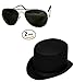 Guitar Player Costume Accessory Felt Top Hat-Aviator Sunglasses by Funny Party Hats
