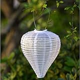 Allsop Home and Garden 10-Inch by 12-Inch Teardrop Silk Effects Solar Lantern, Pearl, 1-Count