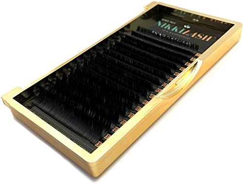 NIKKILASH BADASS MIXED TRAY C-CURL FLAT LASHES - TRUE BLACK FLAT Eyelash Extensions | 16-Rows Deep Rich True Black Flat Lashes - Thickness: 0.15mm - Length: 7mm-13mm