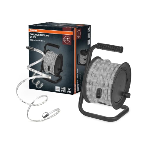 OSRAM Outdoor Flex LED Strip 20M IP65, Cool White, extendable up to 50 Meters, Including Cable Reel, mounting Accessories, Connection Cable