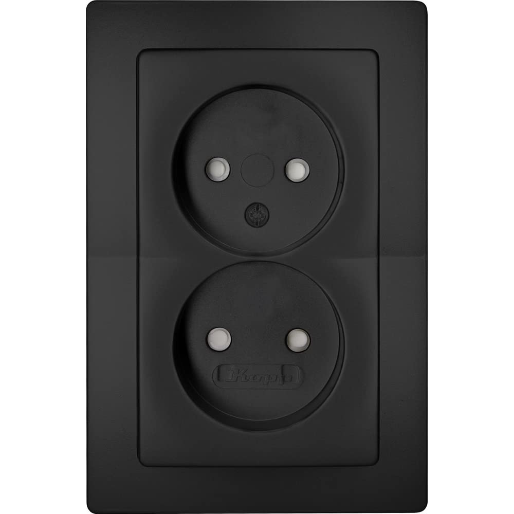 Kopp Paris 944750081 2-Way Socket without Protective Contact with Increased Touch Protection Matte Black