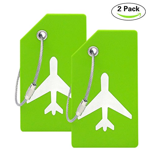 Silicone Luggage Tag With Name ID Card Perfect to Quickly Spot Luggage Suitcase (Plane 2Pcs Green) - Thumbnail 4