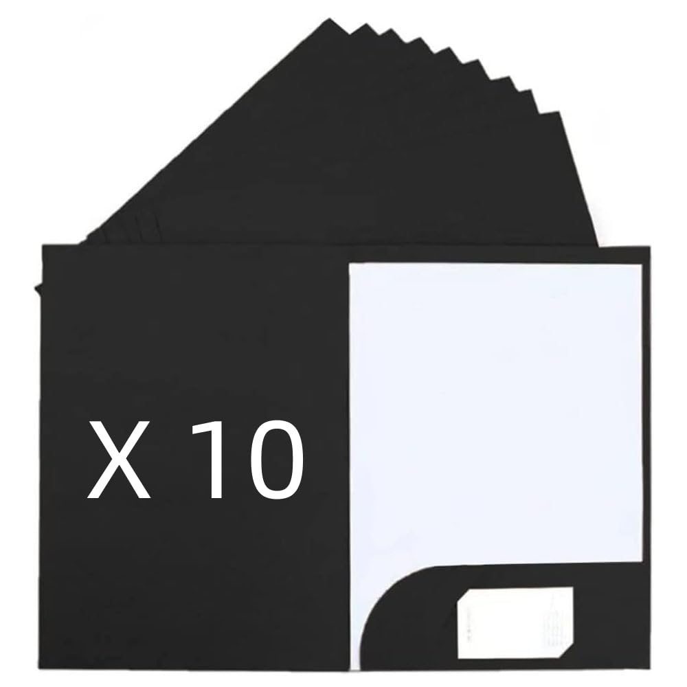 DZOZO 10Pcs A4 Insert Presentation Folder - Letter Size Business Report Holder, Kraft Black Cardboard Office Project File for Single Sheet Documents