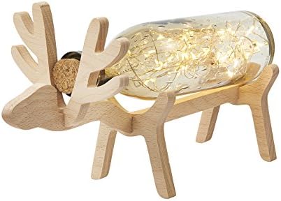 Insanely Adorable Deer Lamp - Great for Home Decor - Perfect Gift for Your Loved Ones - Cute LED Light Made of Wood and Glass, USB and Wall Connection (Amber)
