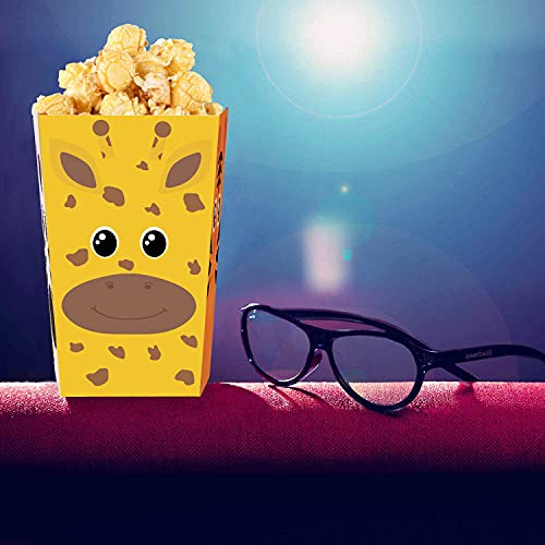 24 Pcs Jungle Safari Popcorn Boxes, Zoo Animals Birthday Treat Goodie