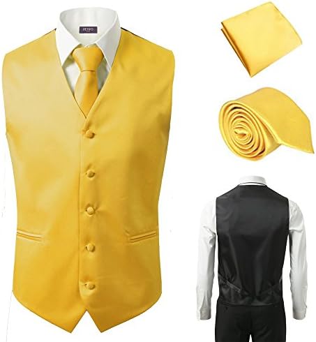 Sugo3 Pcs Vest + Tie + Hankie Pink Fashion Men's Formal Dress Suit Waistcoat
