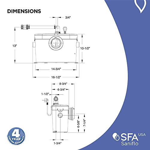 SANIFLO Saniplus Macerator Pump 1/2 HP Residential & Commercial on