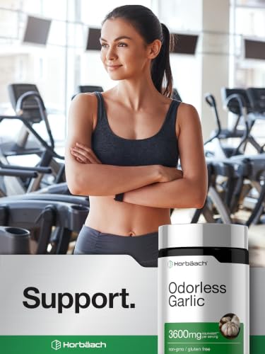 Horbäach Odorless Garlic Softgels | 200 Count | Ultra Potent Garlic Extract | Non-GMO & Gluten Free