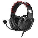 Amerzam Gaming Headset with Stereo Surround Sound, LED Lighting & Noise Canceling Microphone for PS4, Xbox One (Adapter Needed), Nintendo Switch (Audio) etc. (Black)
