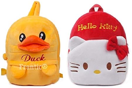 Frantic Velvet Kids School/Nursery/Picnic/Carry/Travelling Bag - 2 to 5 Age (RedHelloKitty_DuckP)